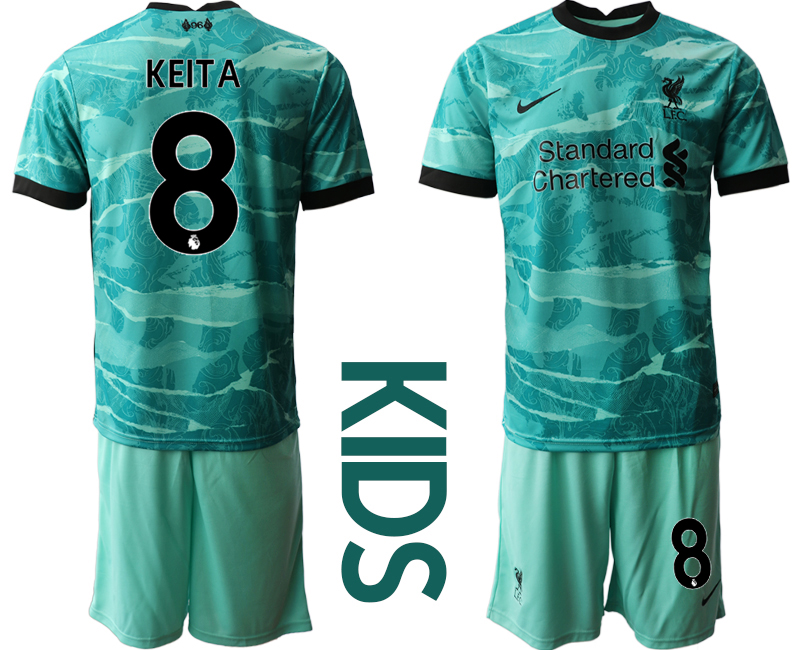 Youth 2020-2021 club Liverpool away #8 green Soccer Jerseys
